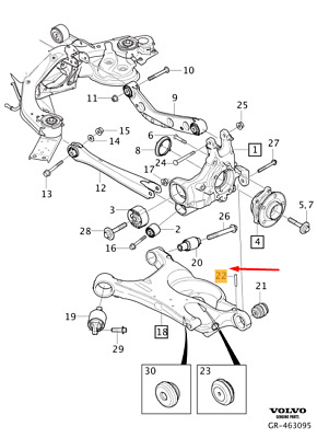 VOLVO XC90 MK2 Rear Suspension Lower Control Arm Guide Pin VOLVO XC90 MK2 Rear Suspension Lower Control Arm Guide Pin