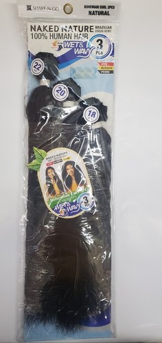 BOHEMIAN CURL 3PCS 18"20"22" SHAKE N GO NAKED NATURE WET & WAVY 100% HUMAN HAIR - 第 2/2 張圖片