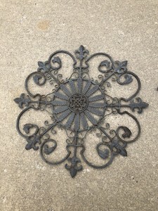 Large Decorative Vintage Scroll Wrought Iron Metal Wall Grille Art