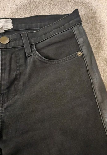 Current Elliott Black High Waist Crop Rider Jeans - 100% Lambs Leather UK SZ 12 - Picture 7 of 14