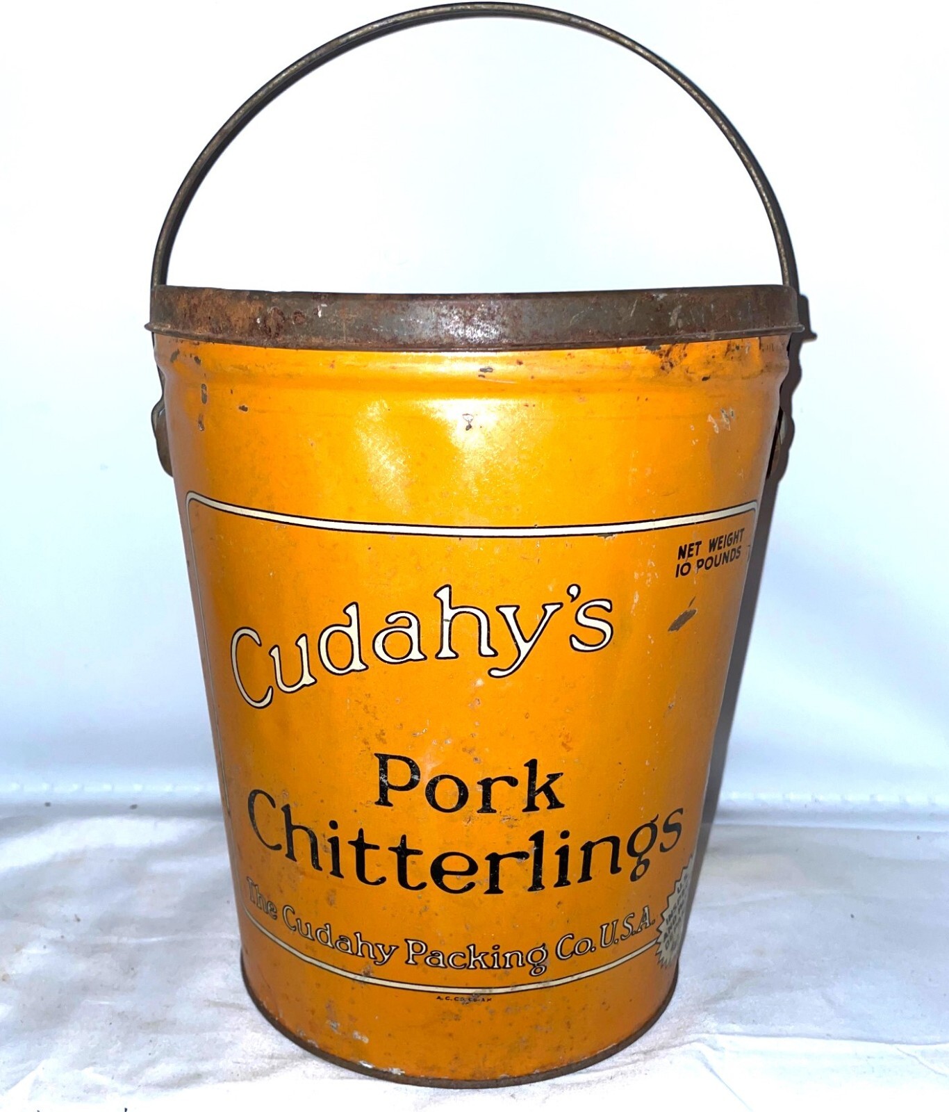 Antique 'CUDAHY'S PORK CHITTERLINGS' ADVERTISING TIN BUCKET CAN eBay