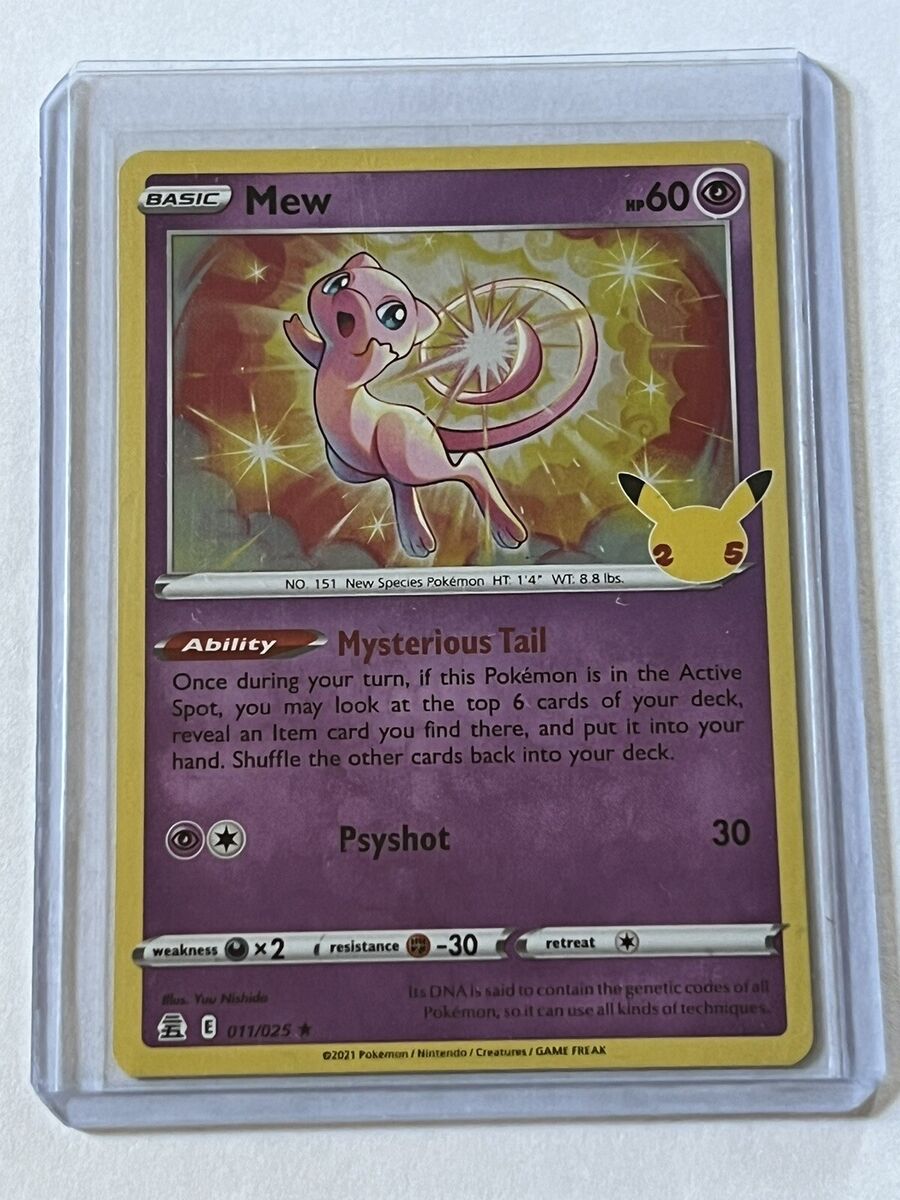 Mew 11/25 Pokemon Celebrations 2021 Mint - 9.0 + Holo Rare Mew 11/25 Pokemon Celebrations 2021 Mint - 9.0 + Holo Rare