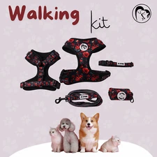 outdoor walking kit harness collar leash and poop bag set - no pull harness