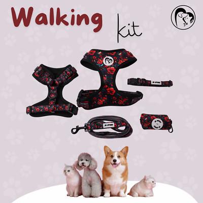 outdoor walking kit harness collar leash and poop bag set - no pull harness