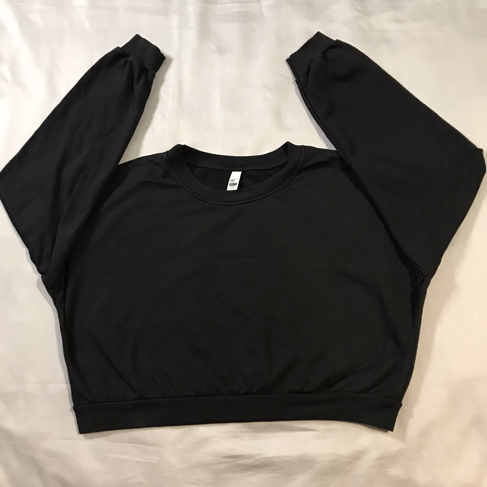 California Fleece Sweater Womens One Size Black Cropped Fleece Lined