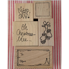 Christmas Season Rubber Wooden Mounted Stamps