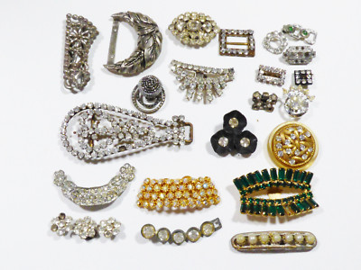 lot of 23 VTG Victorian Metal Belt Buckle Shoe clip parts Rhinestones Crystals Vintage Shoe Shoe Buckles for sale - eBay main image 4