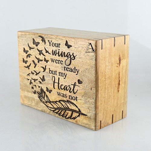 Wooden Urn For Human & Pet Ashes | Your wings were ready but my heart was not - Picture 8 of 9