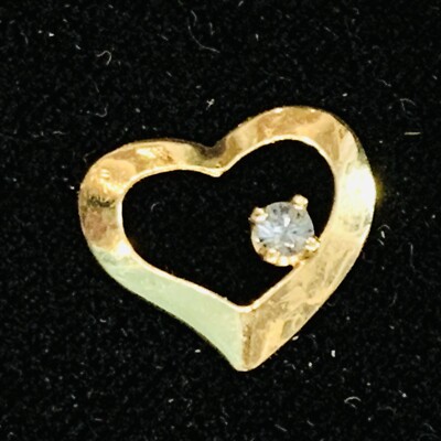 14K Gelbgold Blautopas Herz Anhänger Charm offen zierlich 0,21gr 0,04ct 7mm