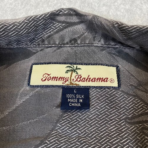 Tommy Bahama Hawaiian Shirt Men's Large Gray Floral Palm Tree Short Sleeve FLAW - Picture 3 of 12