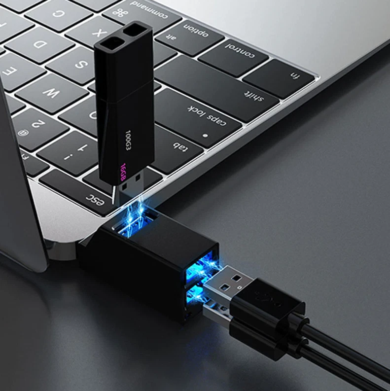 Lote de caja divisorra portátil de alta velocidad concentrador USB 3.0 de 3 puertos para PC portátil portátil Foto 2 de 4