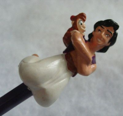 Vintage NOS Disney s Aladdin Pencil With Topper Figure Applause Signed