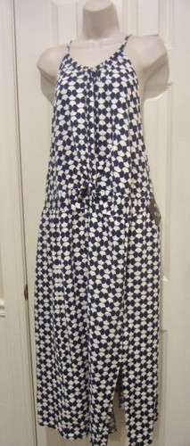 NWT AVA & VIV MAXI Dress Blue print Sleeveless Halter w/Pockets Plus Size 3X