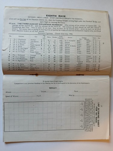 Brooklands programme 3rd August 1936.Brooklands race card.motorsport programme. - Picture 3 of 5