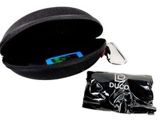 DUCO Designer Black Semi Soft Clam Shell Zip Around Eyeglass Sunglass Case Cloth