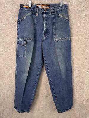 Vintage Lugz Jeans Mens 34 Blue Baggy Wide Leg Logo Y2K Skater Pants Cargo