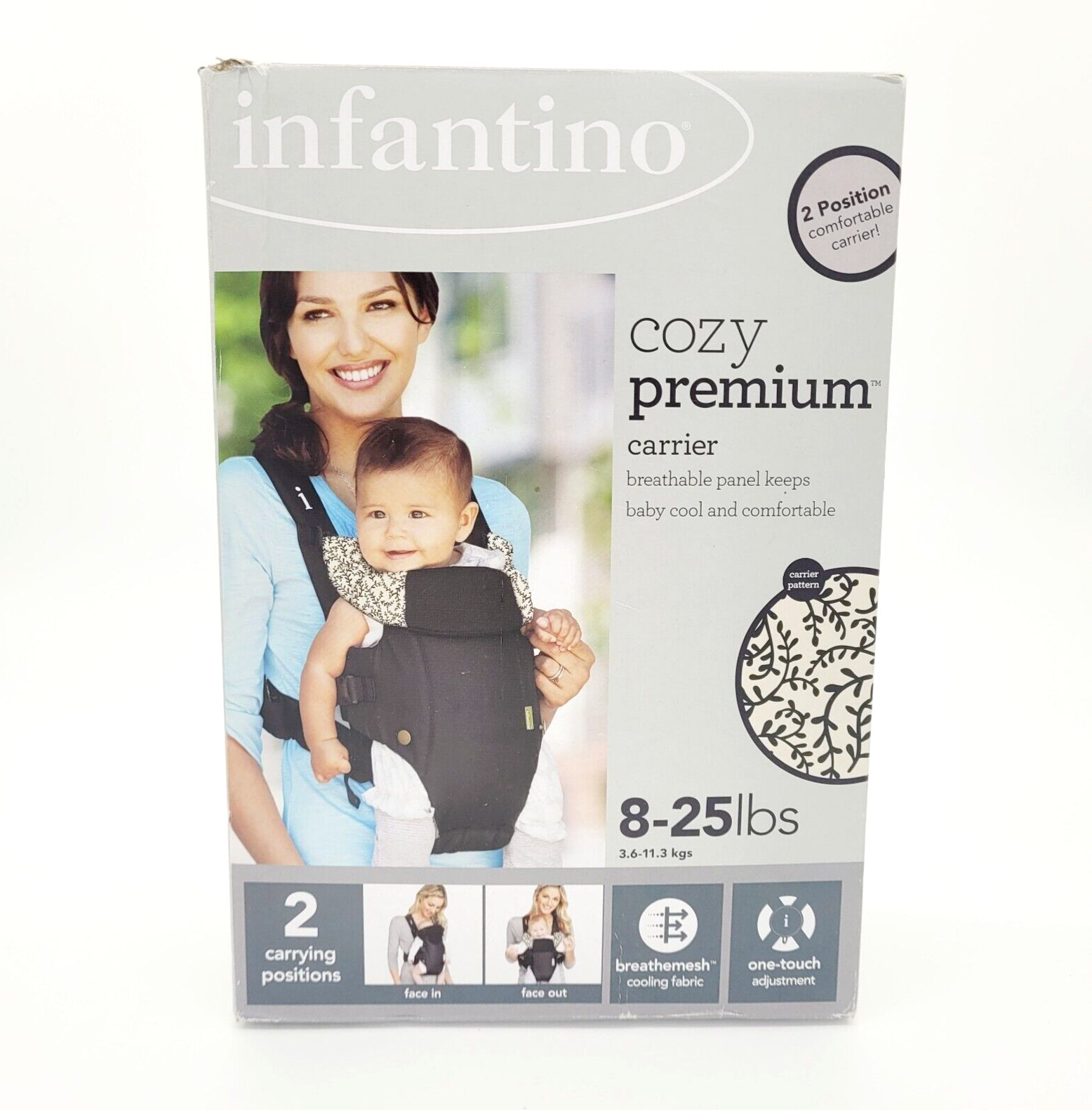 Infantino Embrace Baby Carrier Newborn 8-25 lb Air Mesh Black Cozy Wrap
