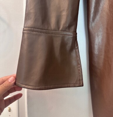 Zara Buttoned Down Brown Faux Leather dress size XS | eBay