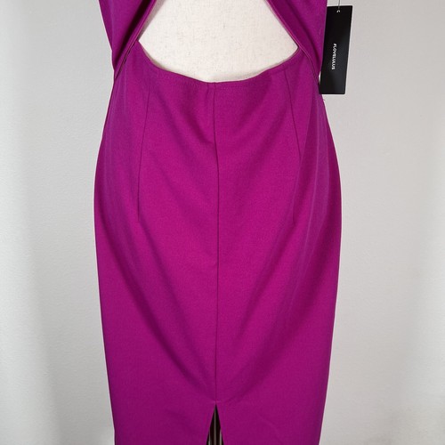 Lulu's Keep You Out Twist Front Dress Size Large NWT Cutout Midi Length Magenta - Picture 6 of 14