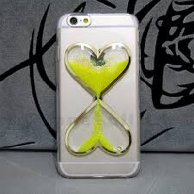 Für Apple iPhone 6 6S - LIQUID Handy Tasche Etui Flüssig Herz Case Hülle Gelb