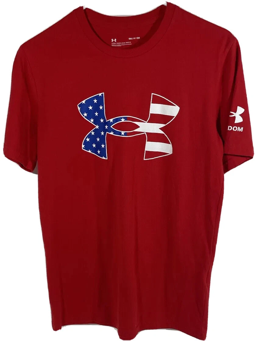 Under armour red white and blue shirt deals
