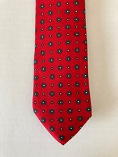 Damon Men's Necktie Tie Silk Red Green Blue Circles Geometric Made in USA
