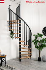 Indoor Spiral Staircase Beech Wood Step PVC Handrail 12-Step Kit Smaller Step