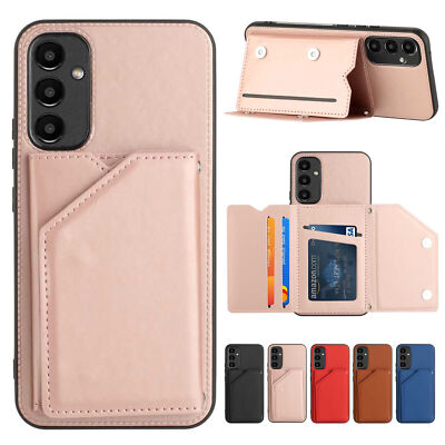 For Samsung A04e A15 A05 A54 Note20 S23 S24 Leather Card Slots Kickstand Case