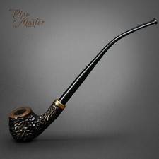 Mr. Brog HAND CARVED WOODEN TOBACCO SMOKING PIPE 14 Churchwarden  Rustic Dark