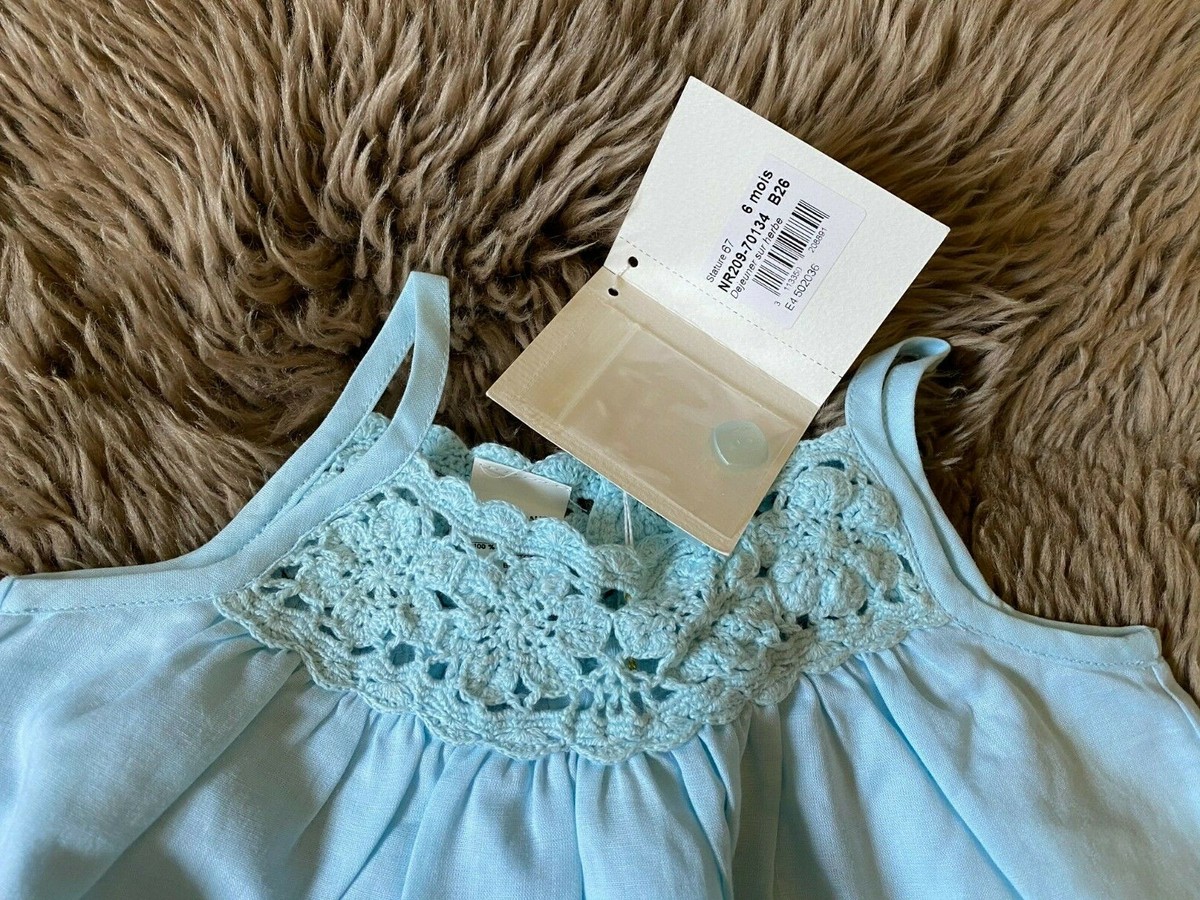 【のの】 NWT BABY GIRLS LA PETIT OURSE BY MINIMAN DESIGNER 2PC BLUE DRESS