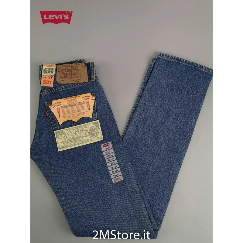 Jeans LEVI'S 501 Original Fit 501.01.14 Bleu Classique Regular Droit Vintage - Photo 2/4