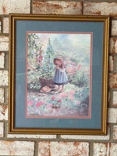 Tasha Tudor  framed print  Girl  Chicken  Garden
