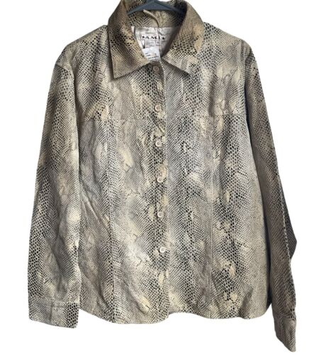New Old Stock Vintage A.M.I. Womens Sz XL Leather Jacket Shacket Snake Print Y2K