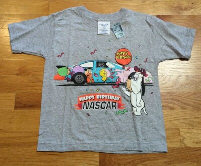 Vintage Cartoon Network Wacky Racing Youth L 90s Happy Birthday NASCAR Shirt NWT