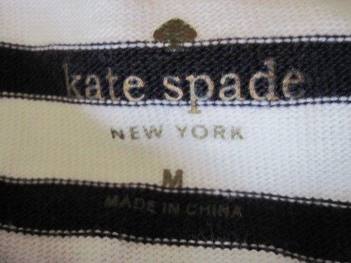 Maglia Kate Spade stringata manica 3/4 blu navy bianca a righe nautica taglia M usata in ottime condizioni - Foto 4 di 5