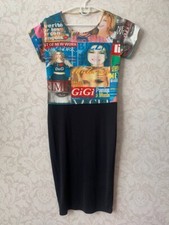 Dolce & Gabbana D&G Y2K Magazine Print Bodycon Mini Dress Vintage 28/42