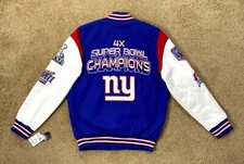 New York Giants Championship Jacket 4 Time Super Bowl 2023 BLUE WHITE M XL 2X