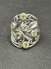 SILVERSHAKE PERIDOT FILAGREE LEAF STERLING SI...