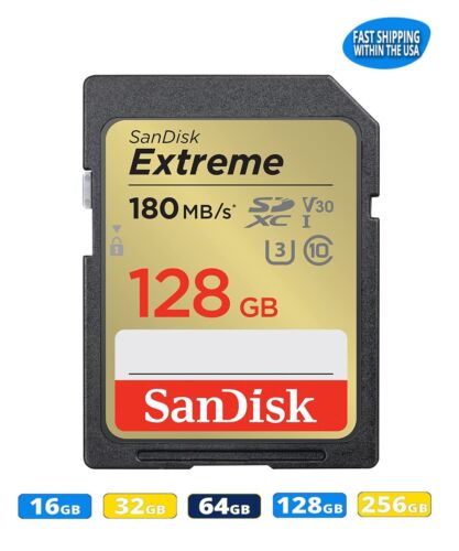 Sandisk Extreme SD Card 16GB 32GB 64GB 128GB Memory Cards for Sony & Panasonic - Picture 1 of 19