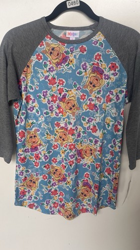 LuLaRoe NWT Disney Miss Piggy & Kermit Print Mid-Length Sleeve Randy Tee Size S