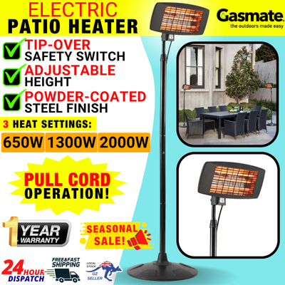 Gasmate 2000W Electric Patio Heater Stand Adjustable Height Outdoor Floor  Black | eBay