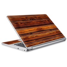 Skins for Acer Chromebook R-13 Decals wrap Red Deep Mahogany Wood Pattern