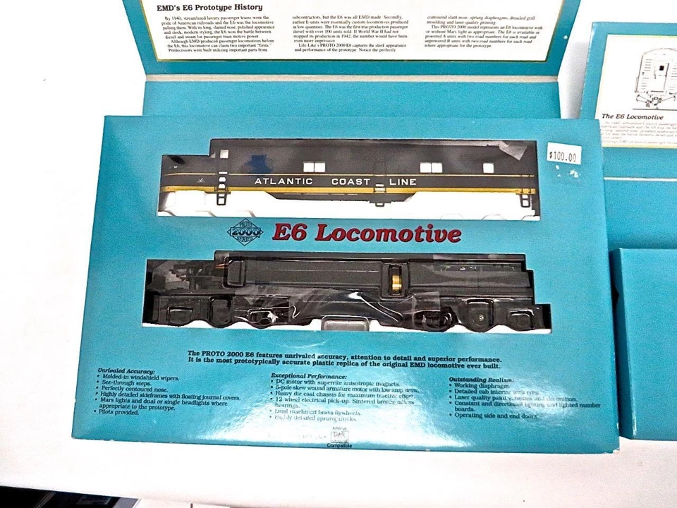 HO Proto 2000 23180 & 23182 Atlantic Coast Line E6AB Diesel Set in Black NEW - Image 3 of 4