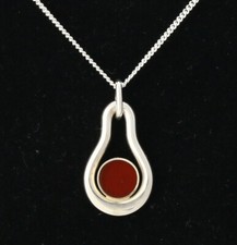 Danish sterling silver pendant made by N.E.From set with Cornelian