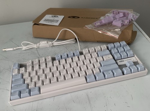 Mechanical Gaming Keyboard Blue & White Keycaps USB wired MageGee 75% NIB - Picture 10 of 24