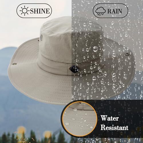 Sun Hat for Men Women UPF 50+ Fishing Hat Wide Brim Bucket One Size Light Grey - Picture 5 of 6