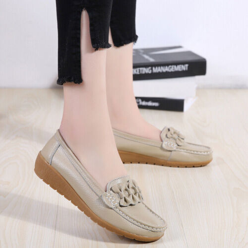 Genuine Leather Women Spring Autumn Casual Shoes Flats Female Loafers Non-slip - Picture 1 of 28