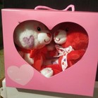 Valentines Two Stuffed Bears in Pink Box! Heart Theme * New * Box Not Perfect — photo 8