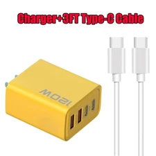 120W USB C Wall Charger QC3.0 4 Ports 2 PD + 2 USB Fast Charger & 4-in-1 Cable