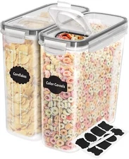 4 Liter Clear Food Storage Container Set Of 2 Airtight Cereal Organizers